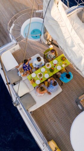 Dining on board with Soneva in Aqua, a Luxury Yacht in the Maldives