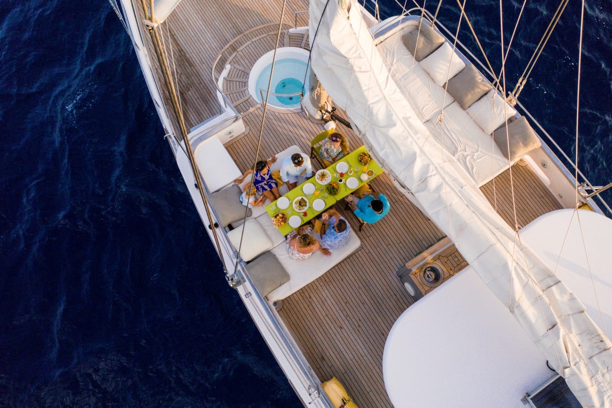 Dining on board with Soneva in Aqua, a Luxury Yacht in the Maldives